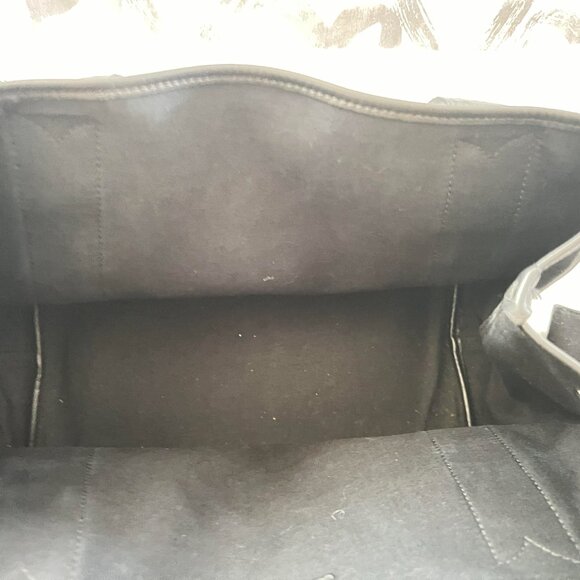 $1750 Authentic BALENCIAGA Made in ITALY Black Canvas Leather W/ Pouch Handbag - Picture 7 of 12